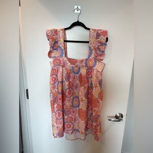 Tuckernuck Floral Mini Dress - Pink and Orange